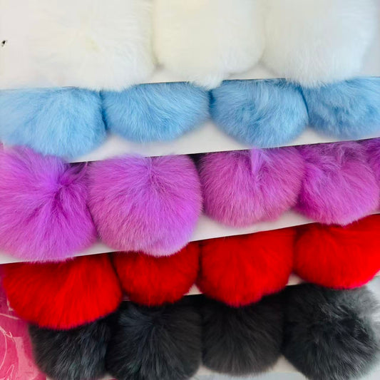 本物兎毛モフモフ＋紐ストラップ